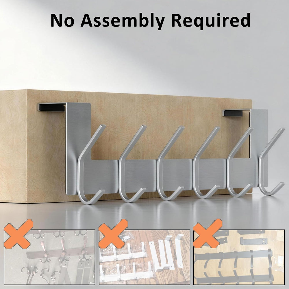 Dseap Over The Door Hook Hanger - 6 Hooks Over Door Coat Rack for Hanging Clo...