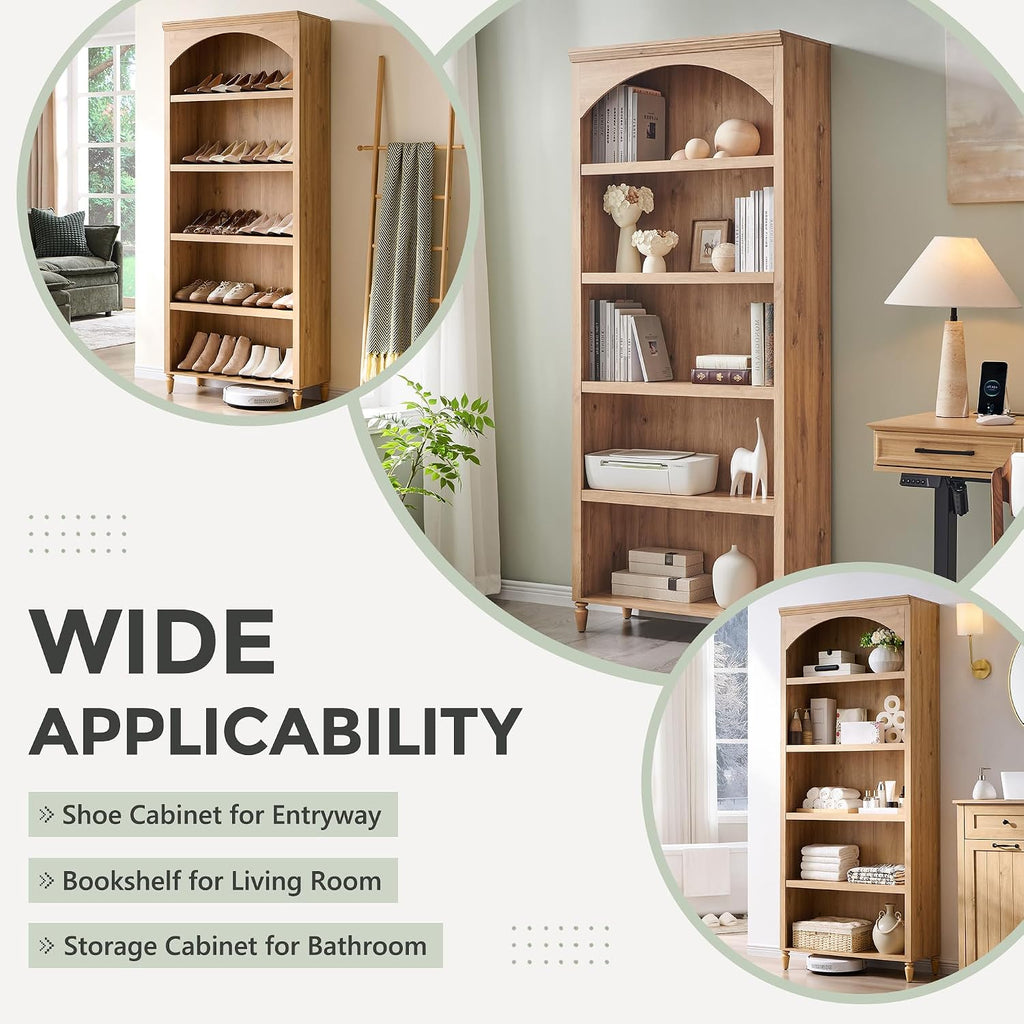ifget 76" tall arched bookcase, farmhouse large arched, side view