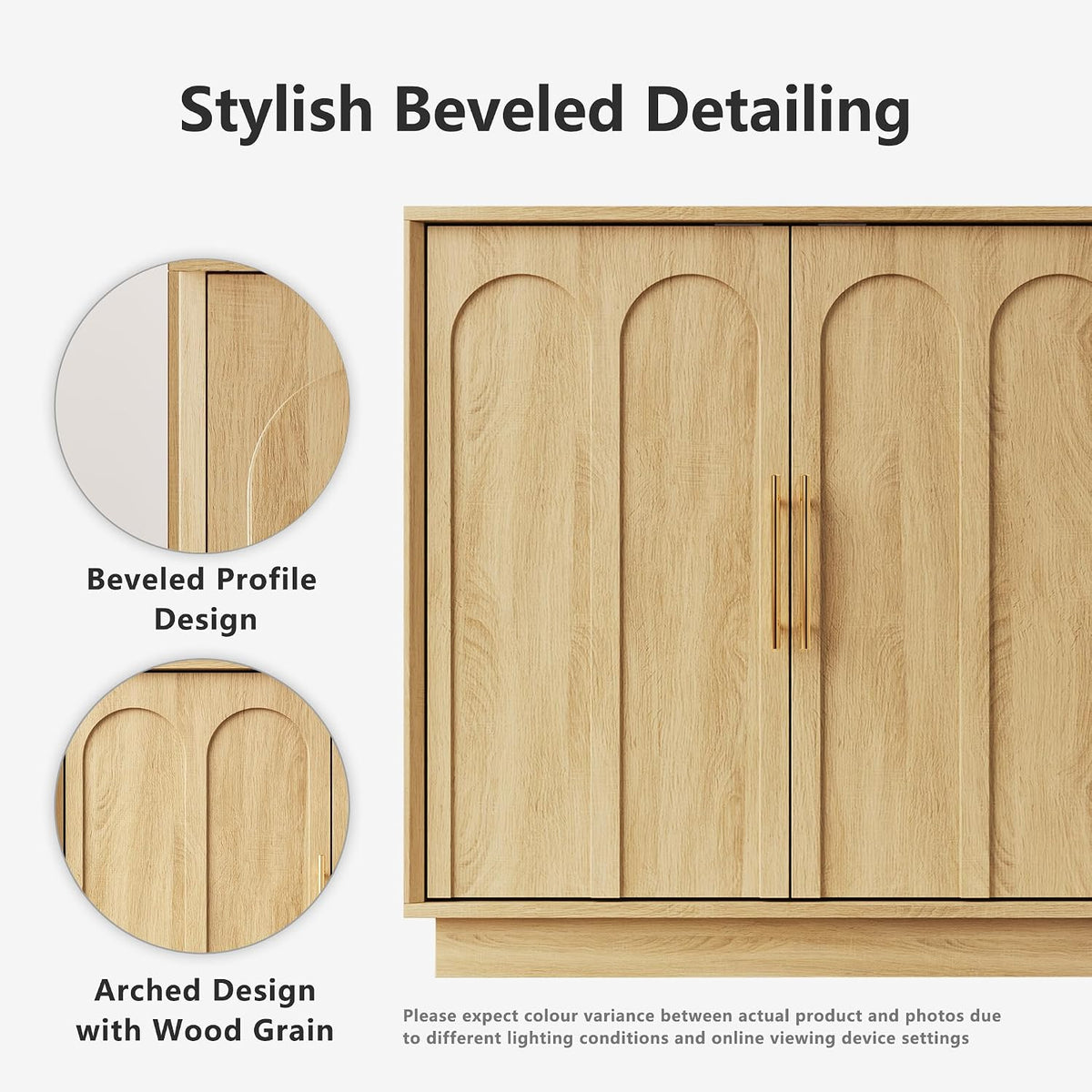 FORTUNETEC 31.5" Sideboard Buffet Cabinet with Storage,Oak