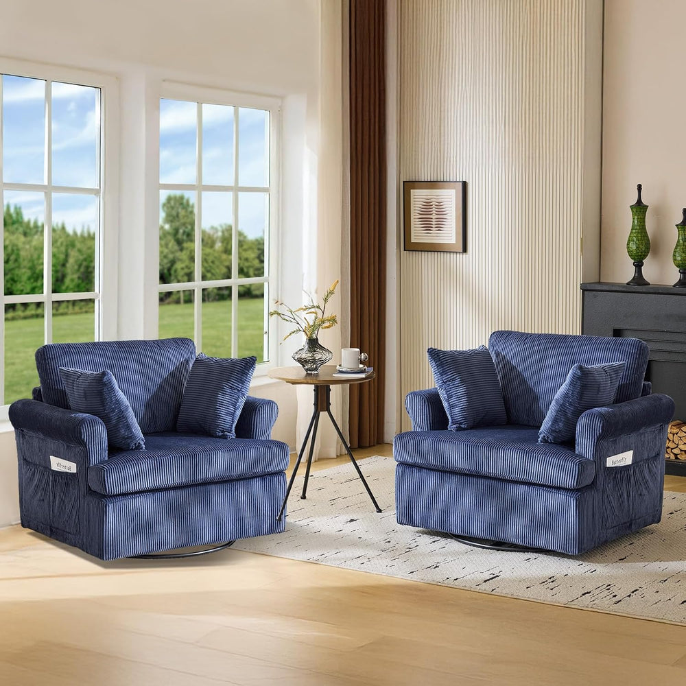 VINGL 39.2" Wide 360° Swivel Accent Armchairs with Pillows Set of 2, Ove...