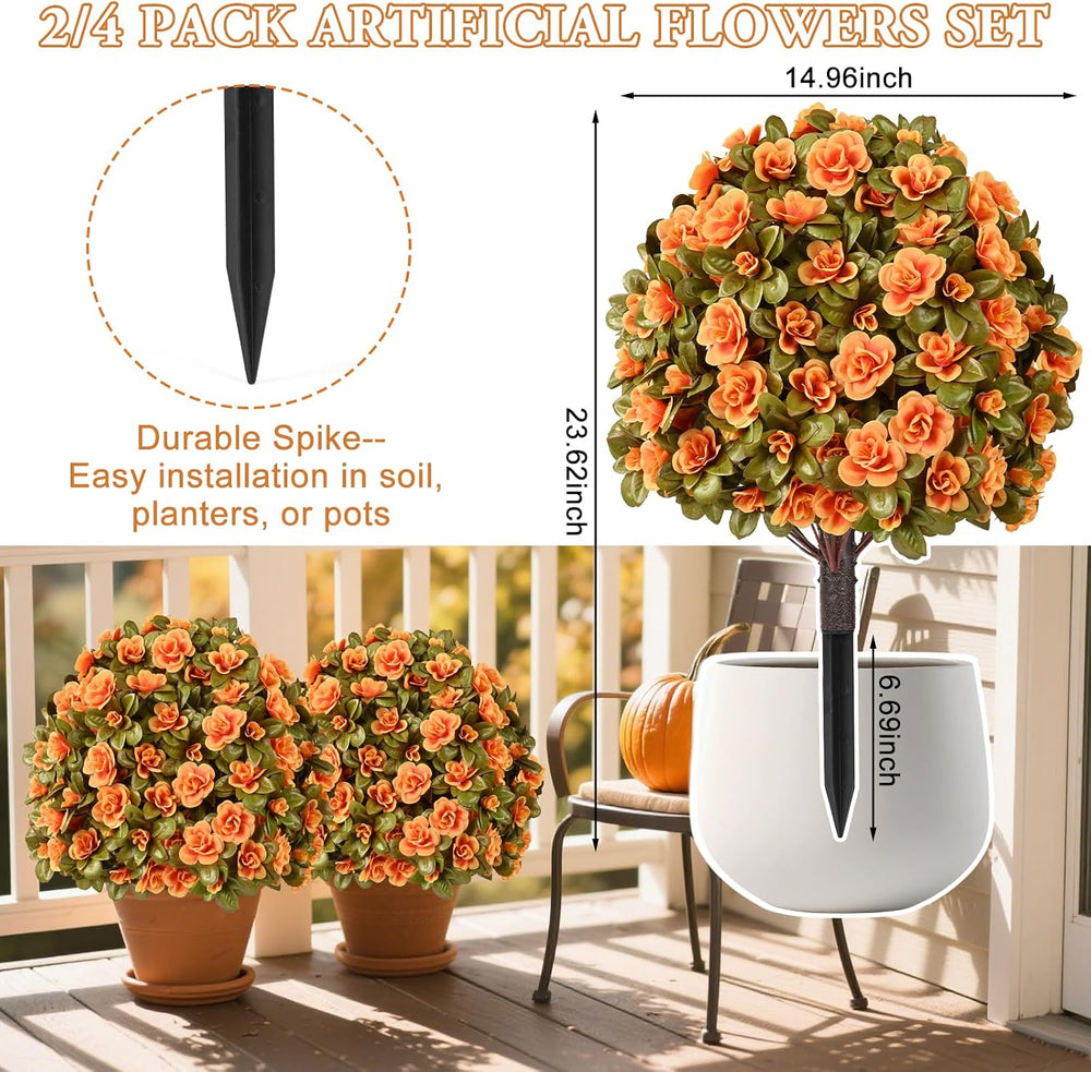 Waipfaru Artificial Mums for Outdoors, Fake Bushes Topiary Ball Fall Decor