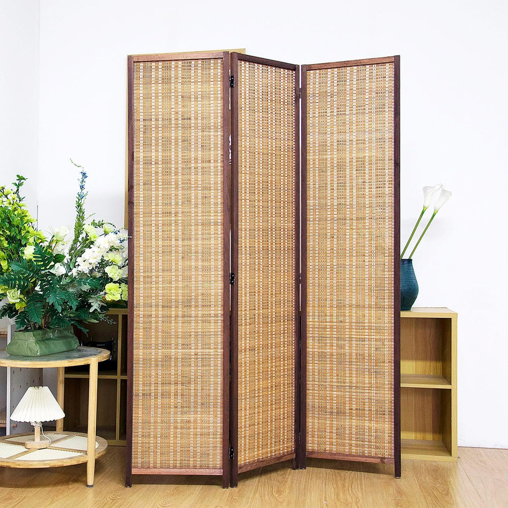 3 Panel Bamboo Room Divider Screen,5.6 FT Tall Bamboo Divider Folding Panel S...