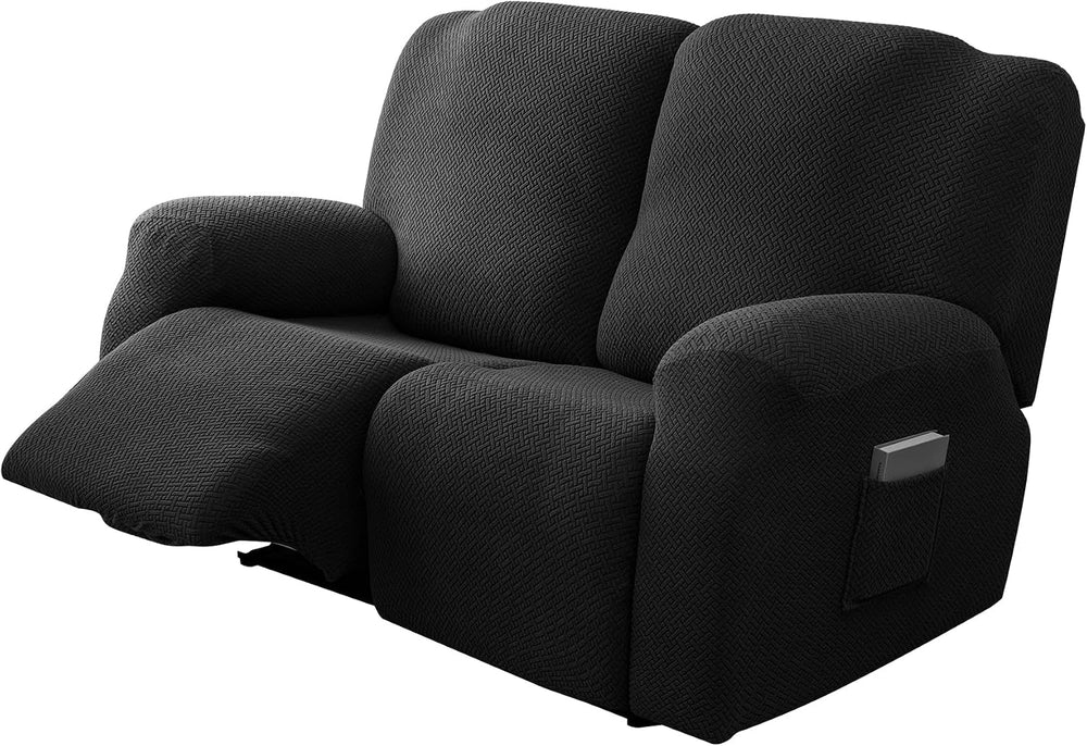 Genina Recliner Loveseat Covers,2 Seater Couch Cover,Black