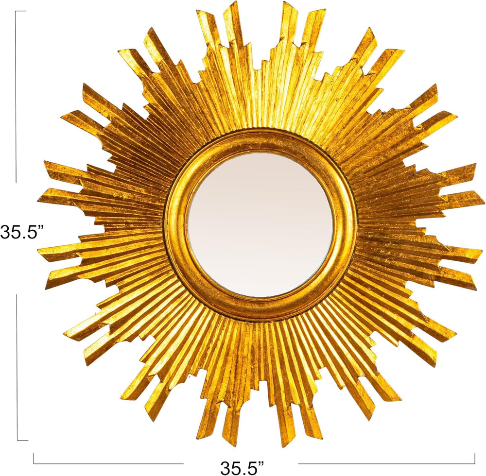 Creative Co-Op Gold Sunburst Mirror