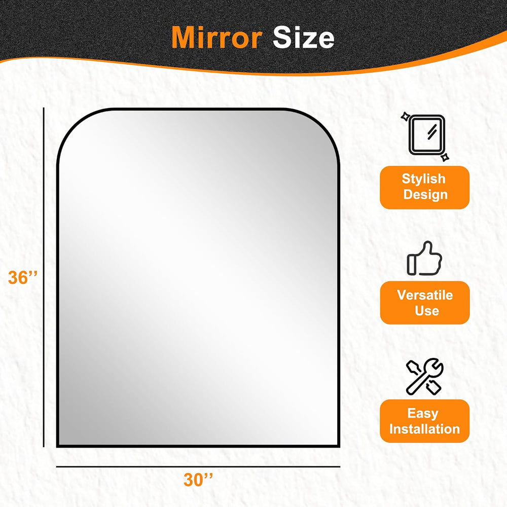 Delma 36"x30" Black Metal Framed Bathroom Mirror for Over Sink