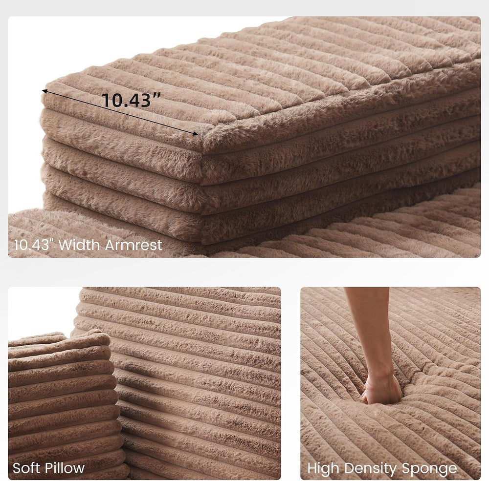 Oversized Chaise Lounge Chair Indoor, 67'' Corduroy Boneless Sofa Bed...