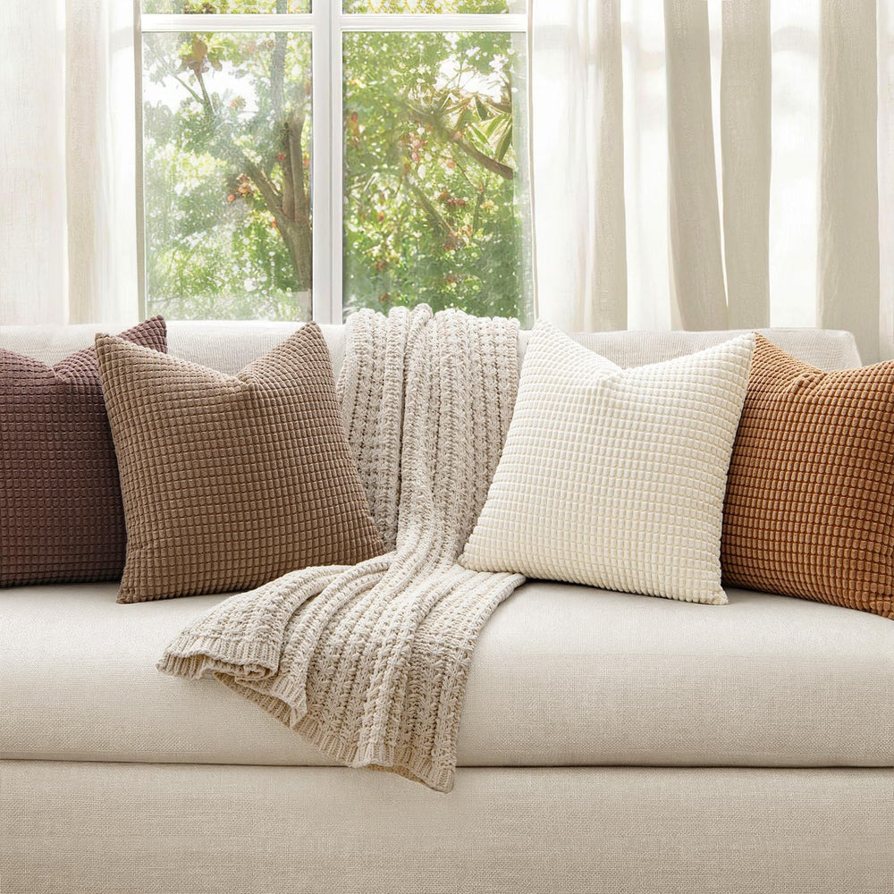 MIULEE Fall Decorative Throw Pillow Covers 20x20 Inch Set of 4 Brown