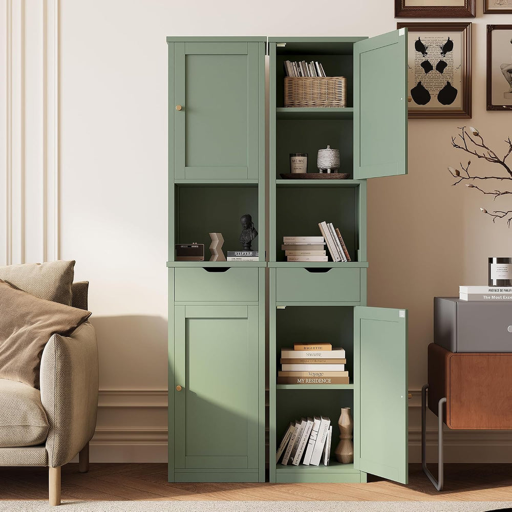 Shintenchi Tall Bathroom Storage Cabinet, Narrow Slim Cabinet, Green