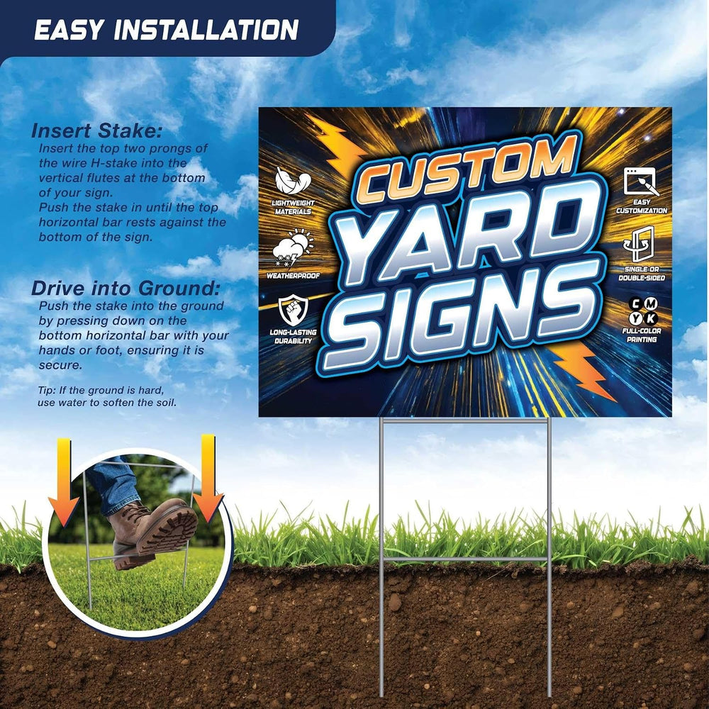 SignsDirect 12-Pack of Custom 24x18 Yard Signs, UV Ink Printed Full Color Wat...