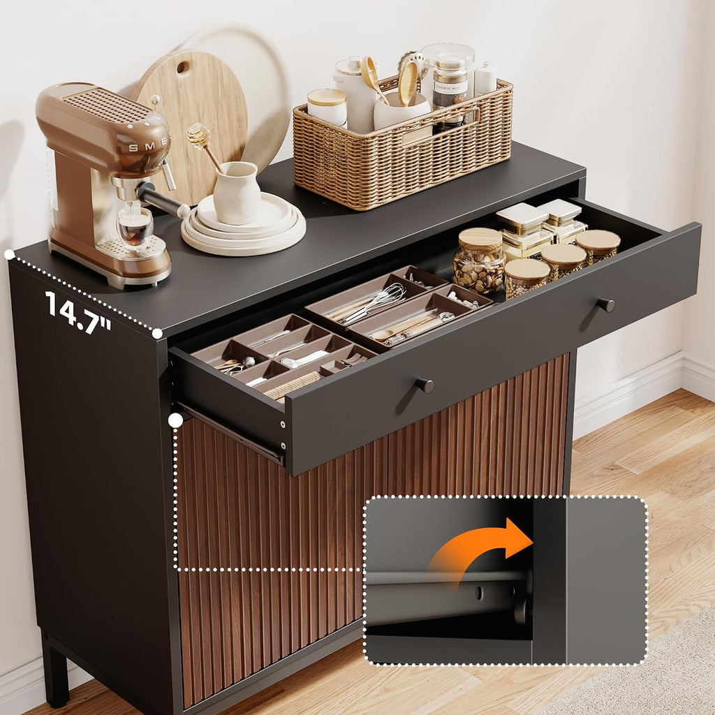 Mericonia Sideboard Buffet Cabinet Storage, Modern Console Fluted Credenza
