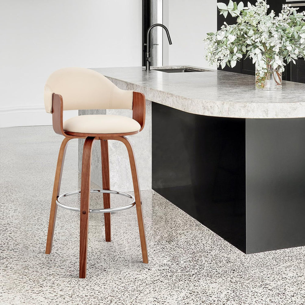 Armen Living Daxton Mid Century Modern Swivel Bar Stool for Kitchen Island Co...