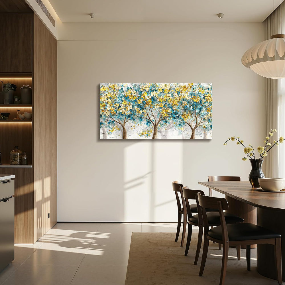 imjiayu Abstract Tree of Life Wall Art Blue Gold Painting Living Room