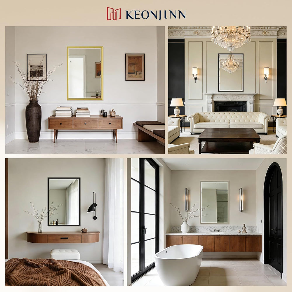 Keonjinn Brushed Nickel Bathroom Mirrors for Over Sink 24" x 30", R...