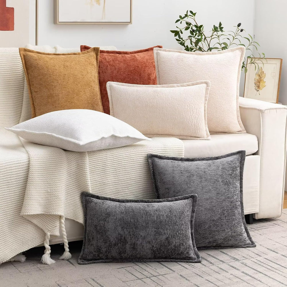 Decorative Throw Pillow Covers 24x24 Chenille Boho Pillowcase