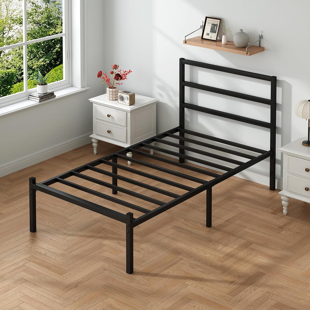 Twin Bed Frames with Headboard and Footboard, 14 Inch Metal Platform Twin Siz...