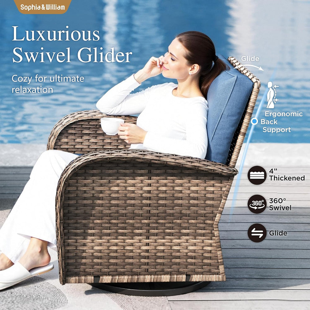 Sophia & William 6-Piece Wicker Patio Furniture Set, Navy Blue