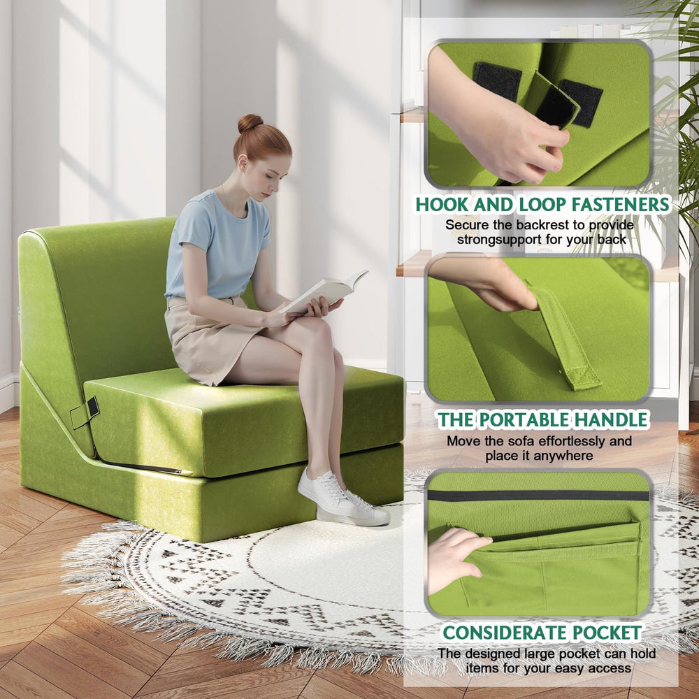 jela Boneless Folding Chaise Lounge Indoor, Folding Ergonomic Cloud Reading C...