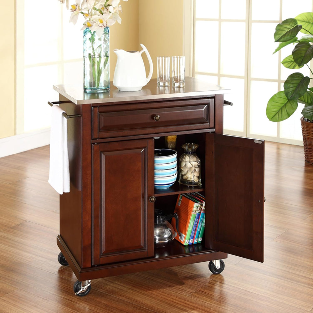 Crosley Furniture Compact Rolling Cart, Stainless Top