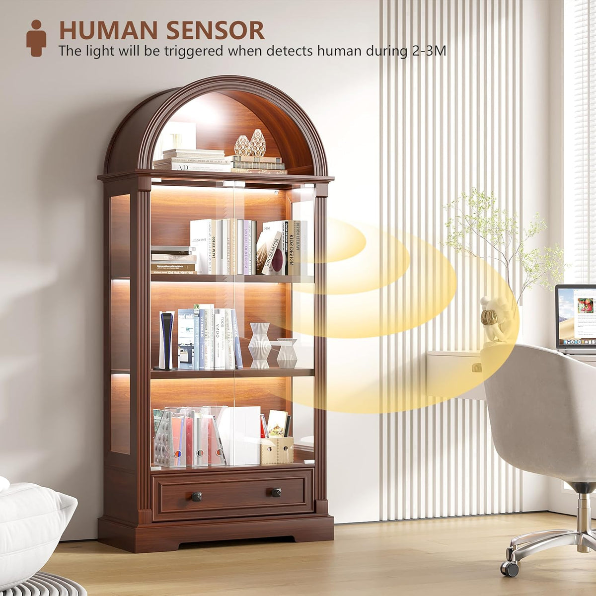 Dystler Curio Cabinet with Glass Doors & LED Lights