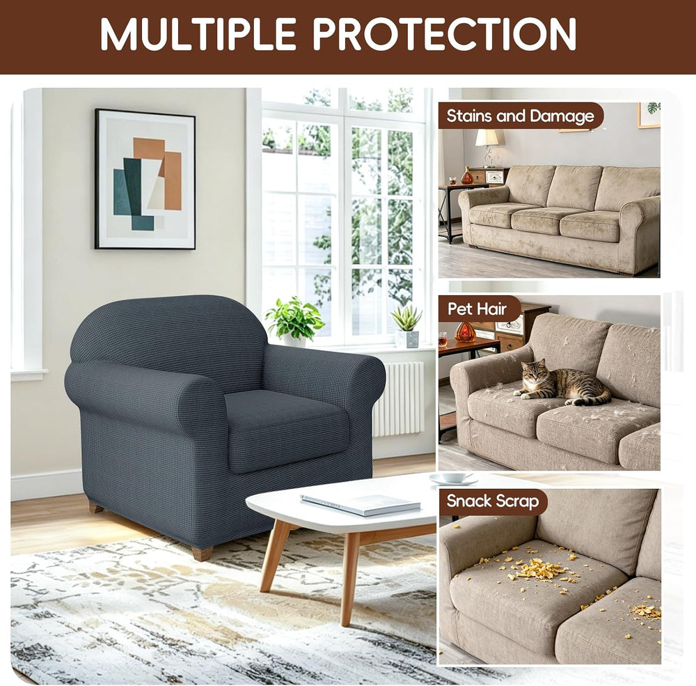 2 Pieces Stretch Chair Cover Slipcover Decorative Couch Cover for Living Room...
