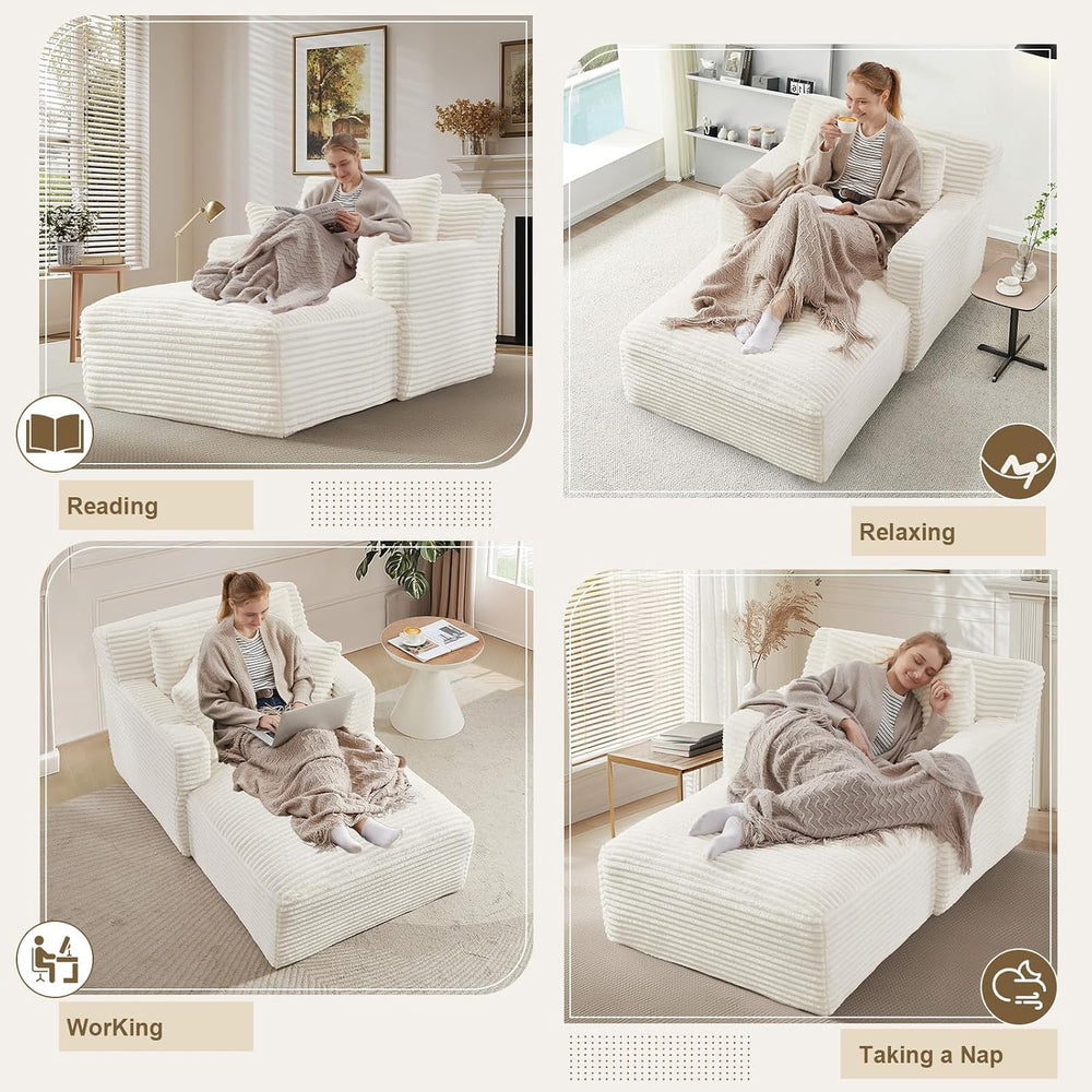 65.4" Chaise Lounge Chair Indoor, Oversized Boneless Couch
