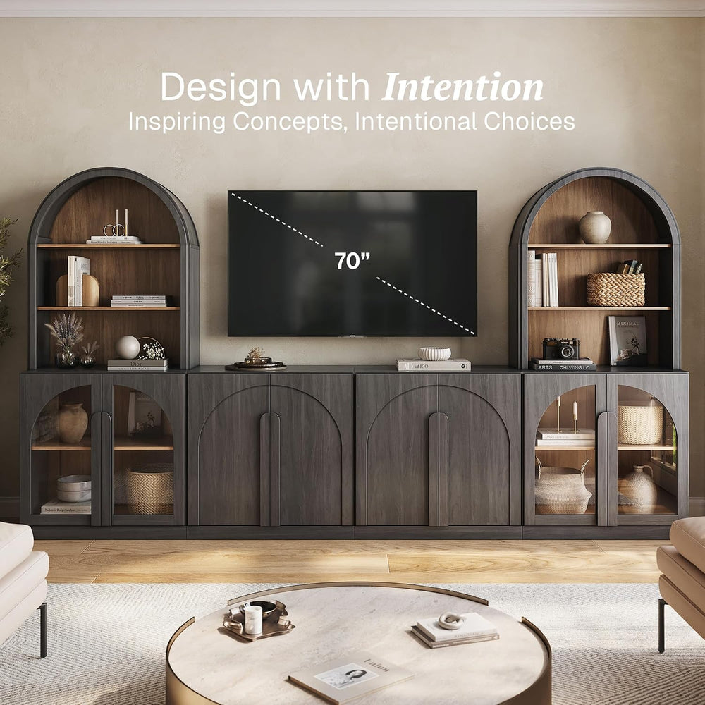 BELLEZE Bijou 126" Wall Unit 6-Piece Modular TV Stand - Ebony