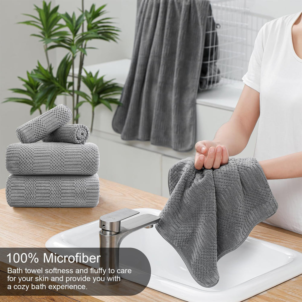 8 Piece Bath Towel Set-2 Oversized Bath Sheets(35"x70"),2 Hand Towe...