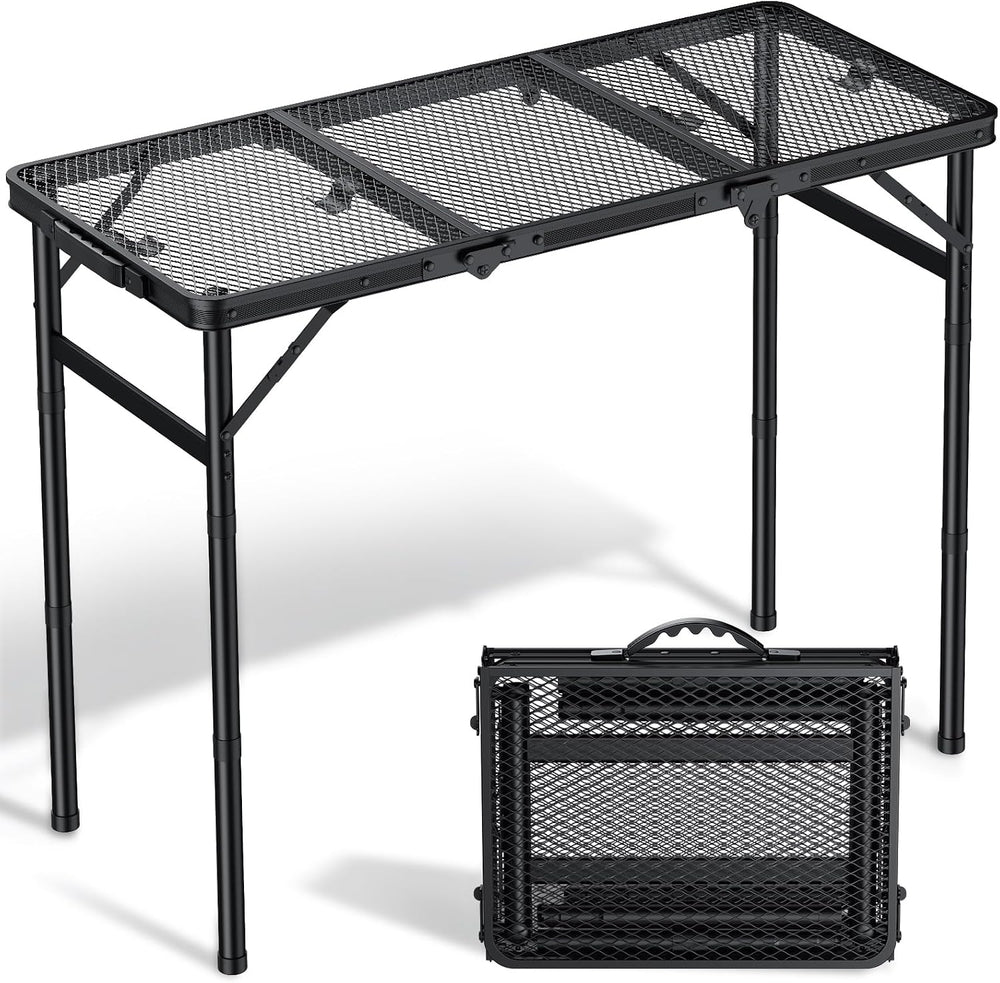 Folding Camping Table, 34.2"x15.7" Picnic Table, 3 Adjust Height