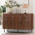 ARTPOWER 47.8" Vintage Accent Cabinet with 4 Hollow Carving Doors, Walnut