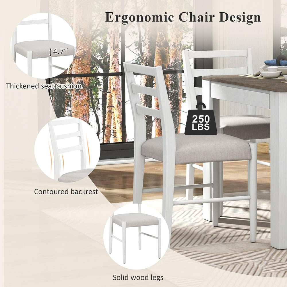 LUMISOL 7-Piece Dining Table Set with Chairs, Extendable Dining Room Table Se...