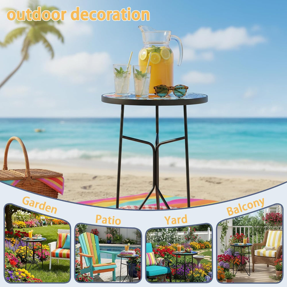 12 Inch Folding Outdoor Side Tea Table,Five Kitties Small Accent Tables, Plan...