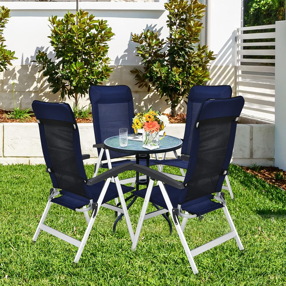 Tangkula Set of 4 Patio Folding Chairs, Portable Reclining Chairs with 7-Posi...