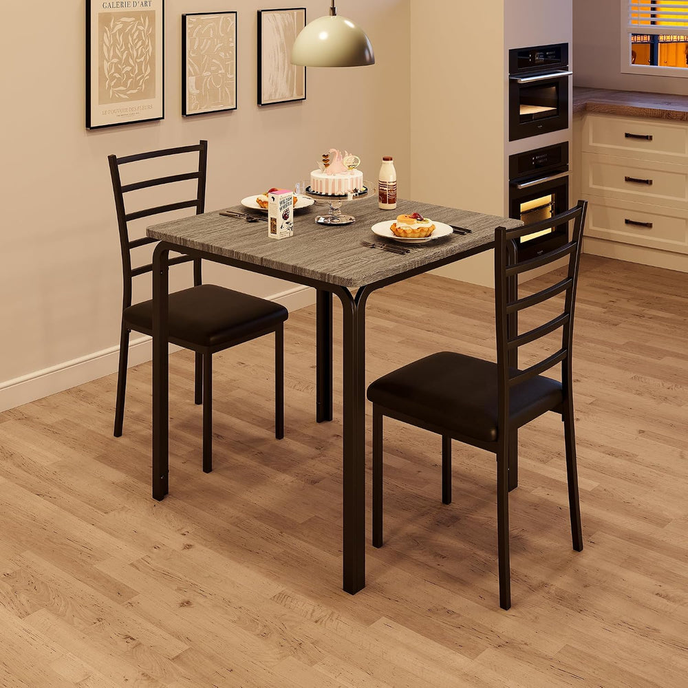 IDEALHOUSE 3-Piece Space Saving Dining Table and Chair Set, Grey