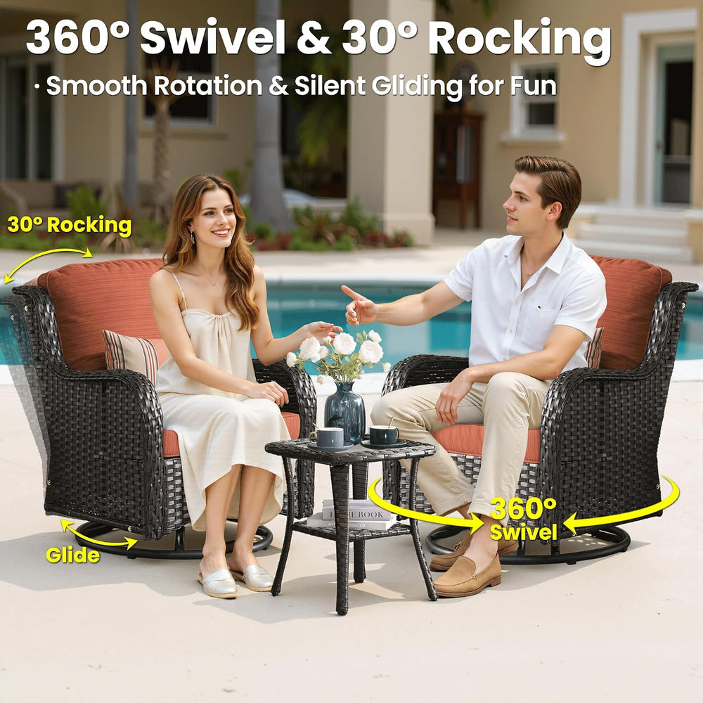 ovios 6-Pieces Patio Furniture Set, Outdoor Wicker Sofa Couch with Swivel Gli...