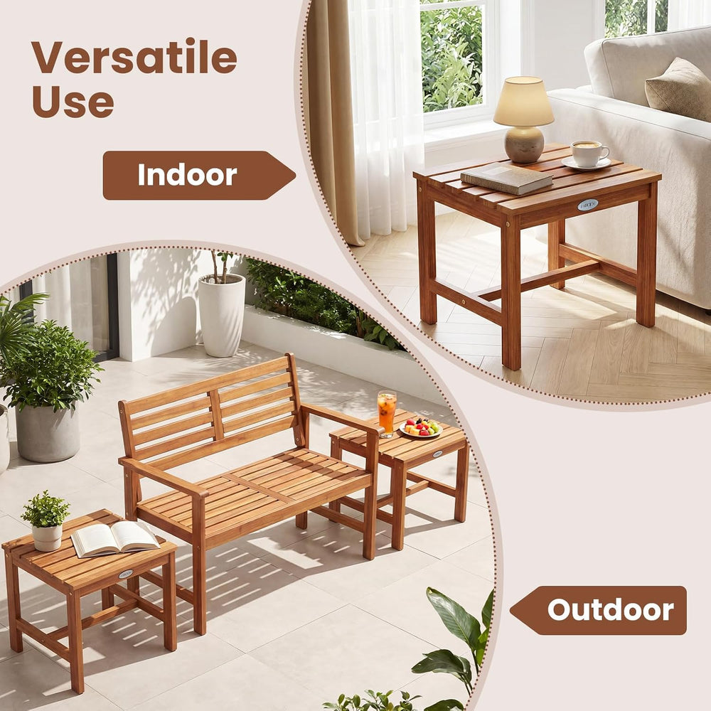 Tangkula 17" Square Acacia Wood Side Table, Natural
