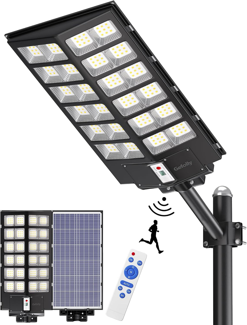 Gefolly SL-14000W Solar Street Lights Outdoor, Commercial Parking Lot Light