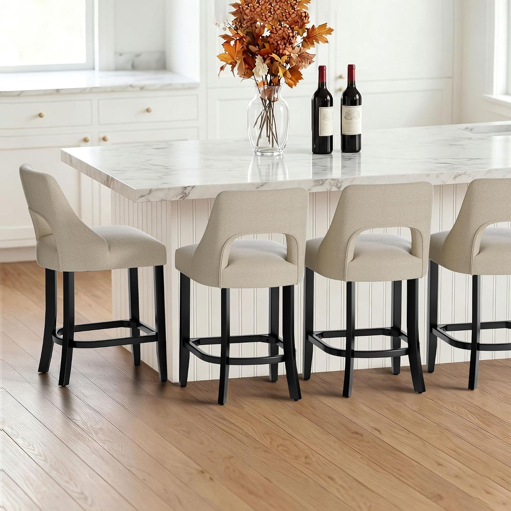 UVV Bar Stools Set of 4, Upholstered Counter Height Bar Stools, Modern Counte...