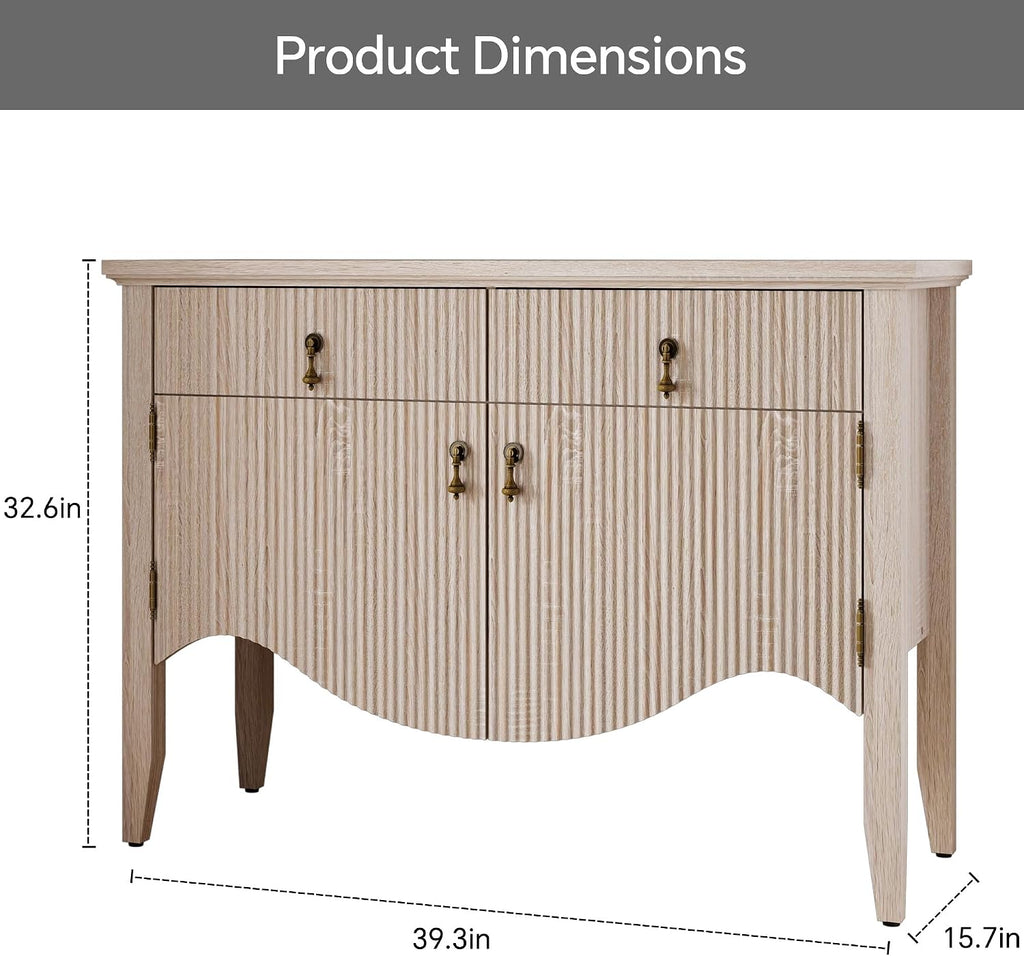 fusunbao 40" fluted buffet cabinet, sideboard credenza with shown in use