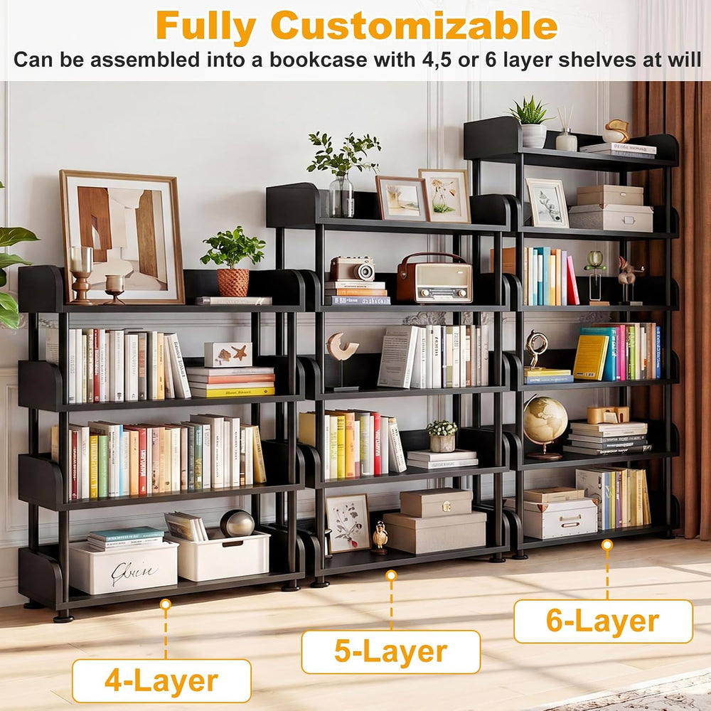 Aheaplus 6-Tier Tall Open Bookshelf, 31.5" Modern Display Bookcase, Black
