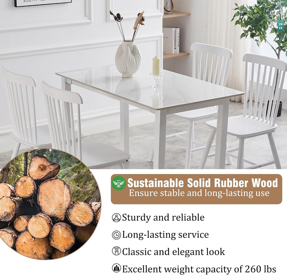 Dining Chairs Set of 4, Farmhouse Solid Wood Windsor Kitchen Chairs Set with ...