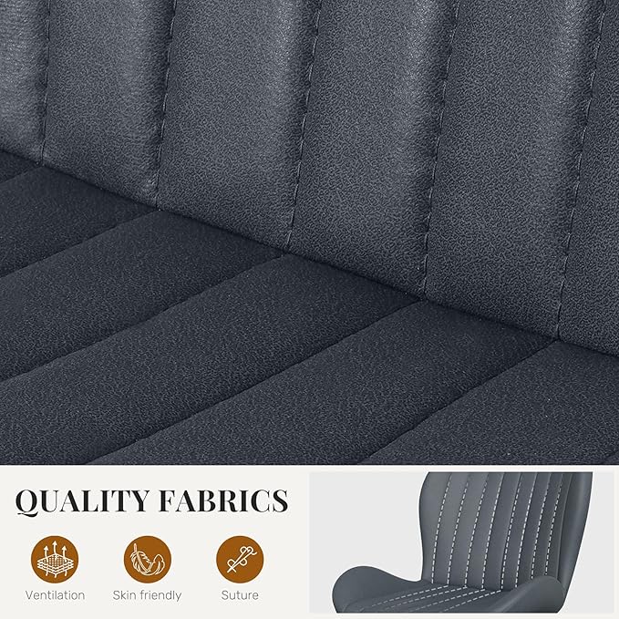 Dining Chairs Set of 6 Modern Fabric Dining Room Chairs Upholstered Dining Chairs with Thick Cushions Metal Legs Armless Back Chair for Kitchen and Living Room Charcoal Gray