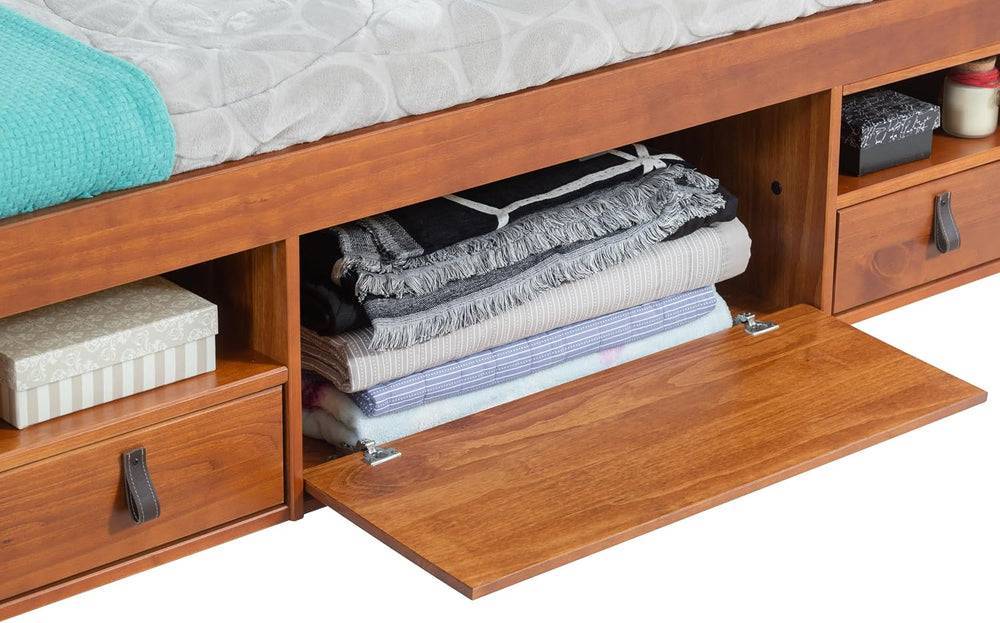 memomad Bali Slim Set: Bed + Flat Headboard, King Size, Caramel Brown