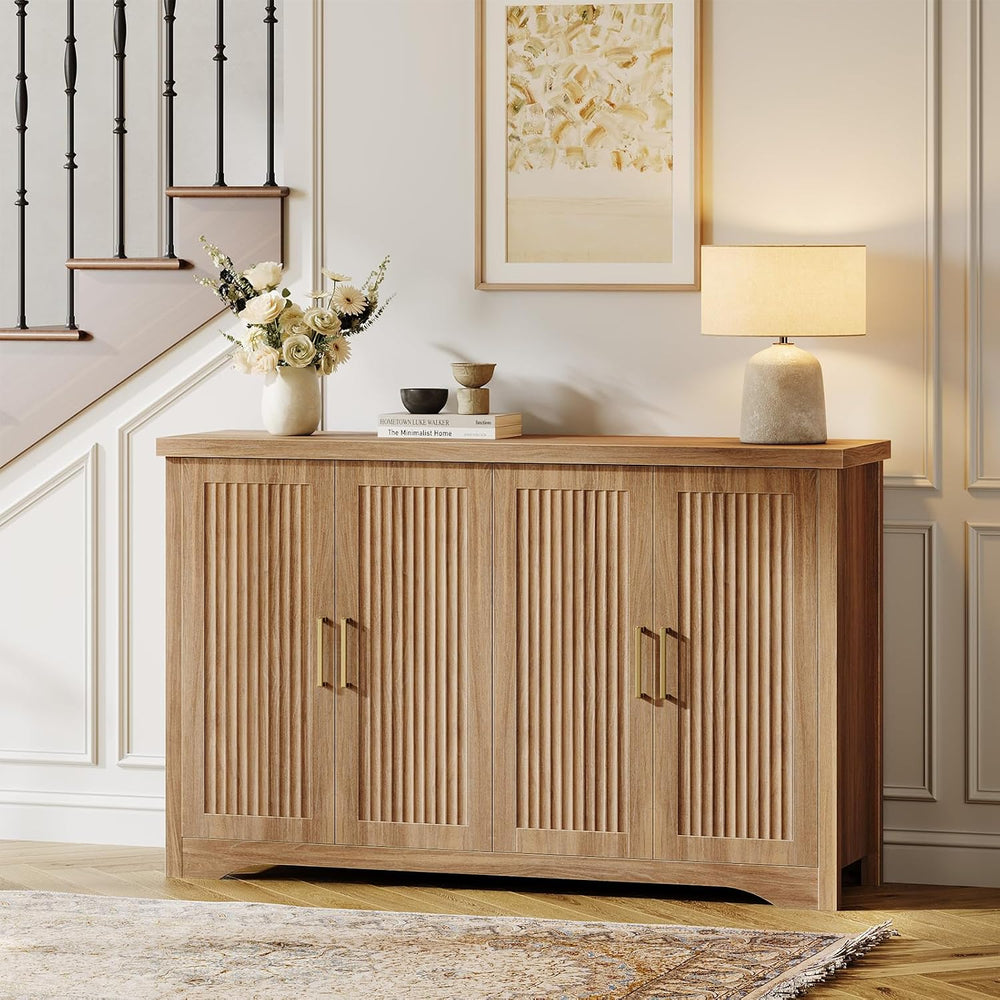 Memobarco Fluted Sideboard Buffet Cabinet with Storage 55.59",Natural Oak