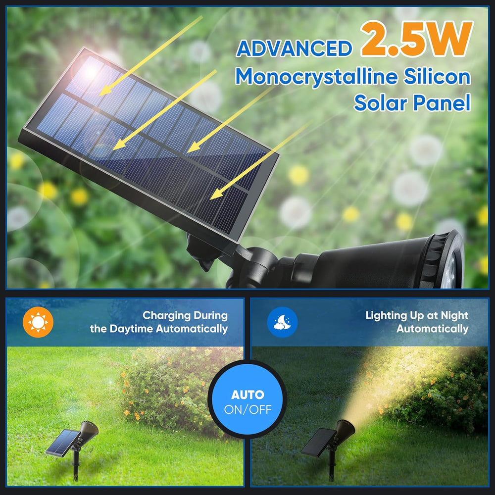 KEV 800LM Solar Spot Lights Outdoor Waterproof,Warm White,4‑Pack