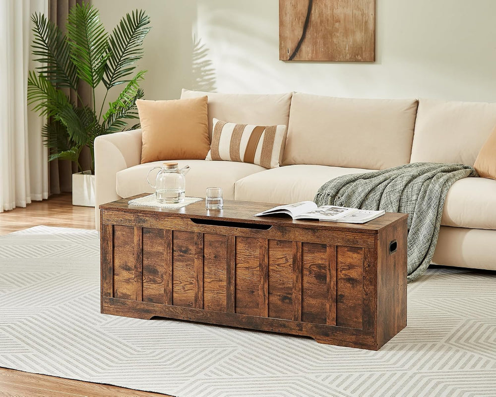 VANKILEY 51.2" Storage Chest Extra Large,Wooden Storage Bench(Rustic Brown)