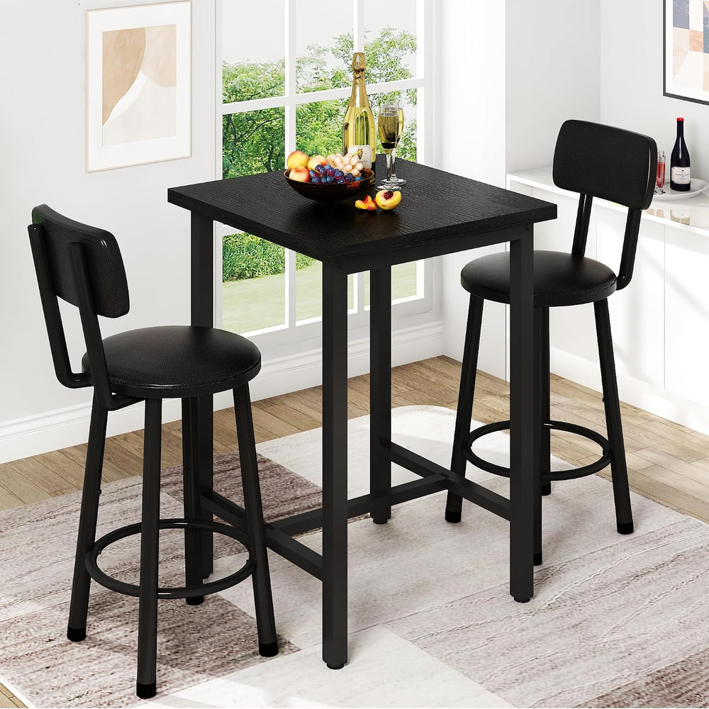 3 Piece Bar Table and Chairs Set for 2, Counter Height Square Pub Dining Set,...
