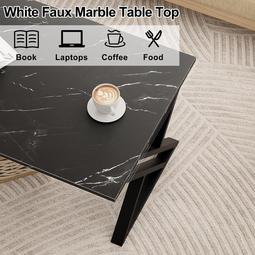Wolawu Coffee Table Living Room Tables Black Coffee Tables for Home Office