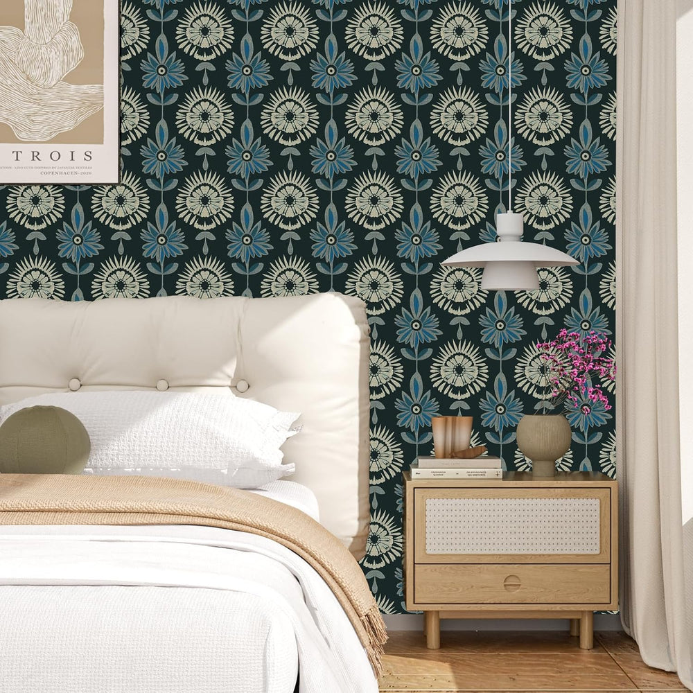 BOKEBEVE Extra Long Green Leaf Wallpaper Stick and Peel Boho 17.5 x 393.5In