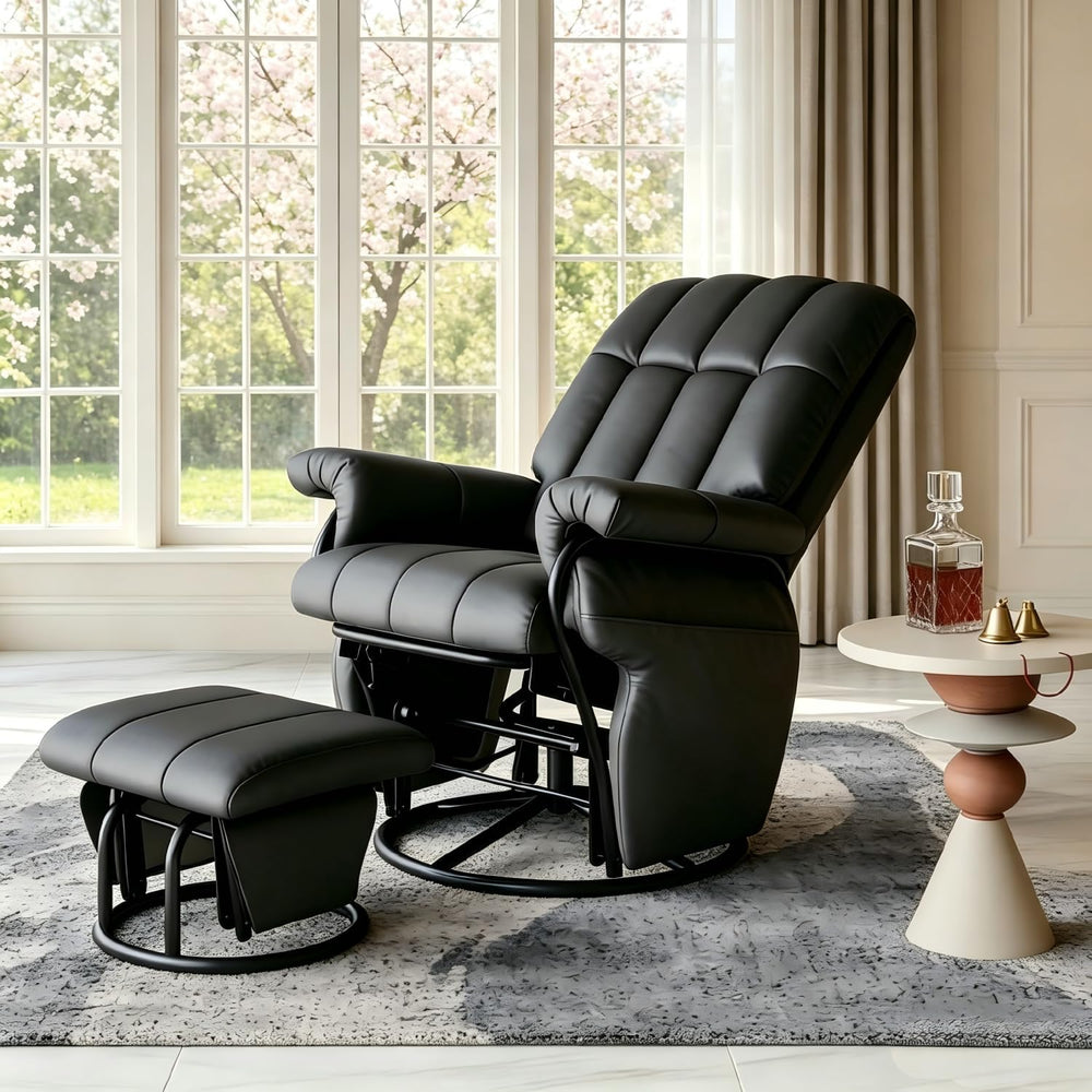 AODAILIHB 360° Swivel Glider Recliner with Ottoman
