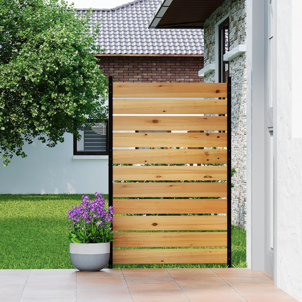 No Dig Wood Privacy Screen Fence Panel, Outdoor DIY Decorative Wall